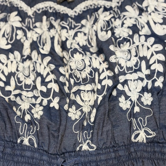 Navy Blue Embroidered Maxi Dress - Picture 7 of 10